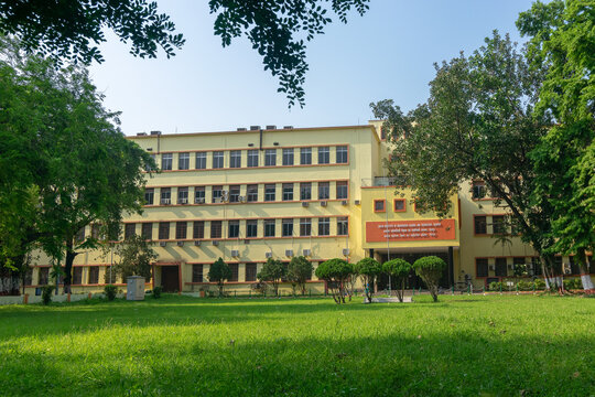 Howrah,West Bengal,India- 21st April 2019 : Main building of Indian Institute of Engineering Science and Technology, IIEST, formerly B.E.College Shibpur, view of college campus filled with greenery.