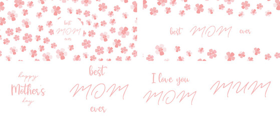 Fototapeta na wymiar Set of graphic design elements for Mother day card design or website banner. Mommy saying for sublimation or scrapbooking
