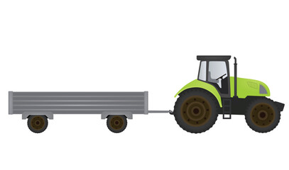 Farmer tractor with trailer. vector