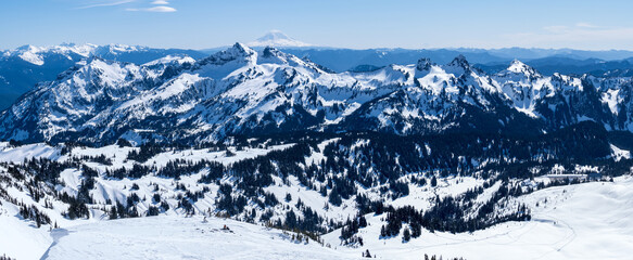 Winter view from Panorama Point in Mount Rainier National Park