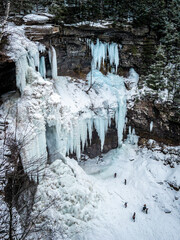 Fototapeta na wymiar Frozen Kaaterskill Falls in winter Catskill mountains