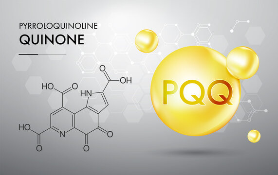 PQQ, Pyrroloquinoline quinone, methoxatin molecule vector illustration