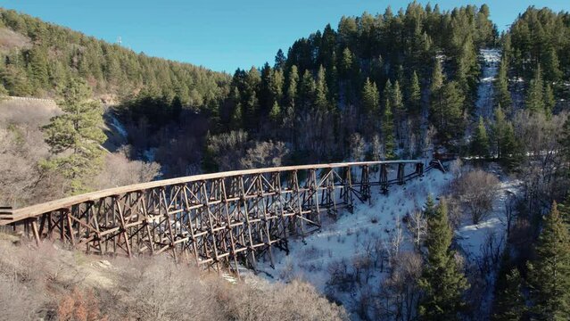 Drone aerial view of the Mexican Canyon Railroad Trestle