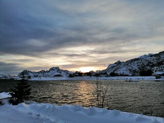 sunset over the lake