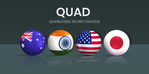 quad countries summit with flags