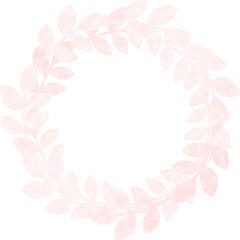 円形のフレーム　葉のリース　ピンク