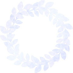 円形のフレーム　葉のリース　青
