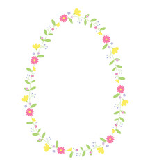Floral egg shaped frame. Easter vector illustration.