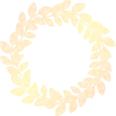 円形のフレーム　葉のリース　オレンジ