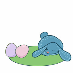 Easter Rabbit Happy Holiday Baby Gift Greeting Card Simple Doodle Print Background Template