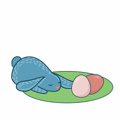 Easter Rabbit Happy Holiday Baby Gift Greeting Card Simple Doodle Print Background Template