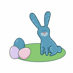 Easter Rabbit Happy Holiday Baby Gift Greeting Card Simple Doodle Print Background Template