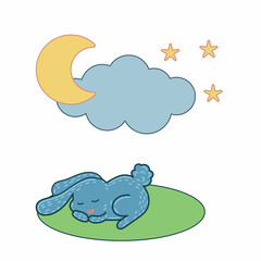 Easter Rabbit Happy Holiday Baby Gift Greeting Card Simple Doodle Print Background Template