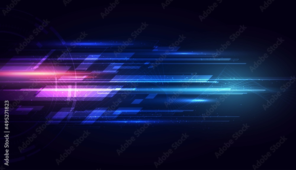 Poster modern abstract high-speed technology movement. dynamic motion light green trails with motion blur e