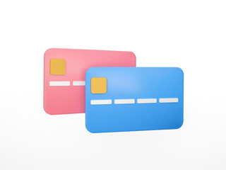 3D Credit card on isolated white background use for banner, Business and finance. Bank card mock up, cashless society concept. 3d render illustration.