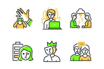 Head Hunting, Job center and User. Interview linear, Human resources color line icon set vector