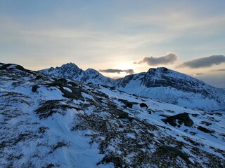 snow covered mountains