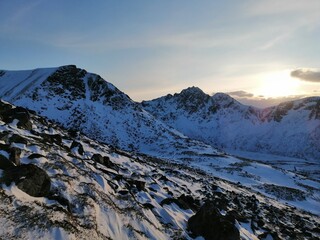 snow covered mountains