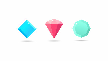 Set of Diamond, gemstone icon logo at luxury gradient color. Beauty Crystal illustration vector design concept.