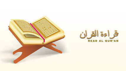 qiroatul qur'an. read al qur'an. 3d islamic holy bible vector illustration