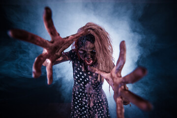 girl,  woman, Zombies, Apocalypse, burnt people