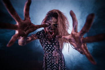 girl,  woman, Zombies, Apocalypse, burnt people