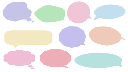 set of abstract blank pastel speech bubble, message box, conversation box, chat box, speaking balloon
