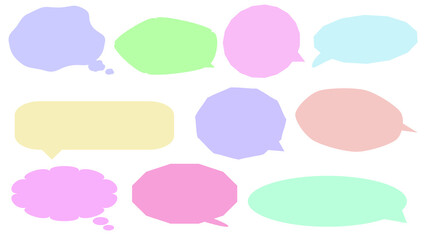 set of abstract blank pastel speech bubble, message box, conversation box, chat box, speaking balloon