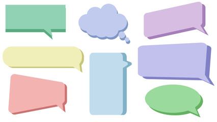 set of blank colorful speech bubble, conversation box, chat box, message balloon, speaking box