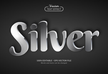Fototapeta na wymiar Silver 3D Editable Text Effect