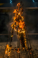 frame of a burnt effigy for the holiday of Ivan - Kupala. usually it's the end of the holiday