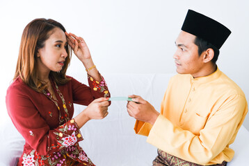 Selective focus of lady received 