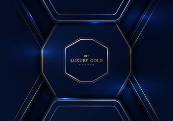 Abstract luxury blue and gold template design of geometric template.