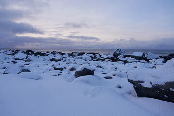 snow on stones