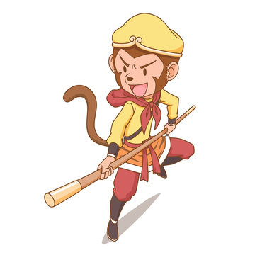 Cartoon character of Sun Wukong, The monkey king.