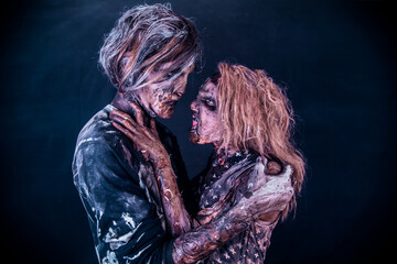 Fototapeta premium Zombies, Apocalypse, burnt people