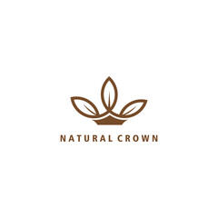 crown leaf logo illustration design template vector