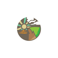 landscape logo circle color illustration nature design vector