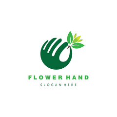 hand flower logo illustration circle design vector