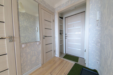 wooden doors in the hallway of the apartment.