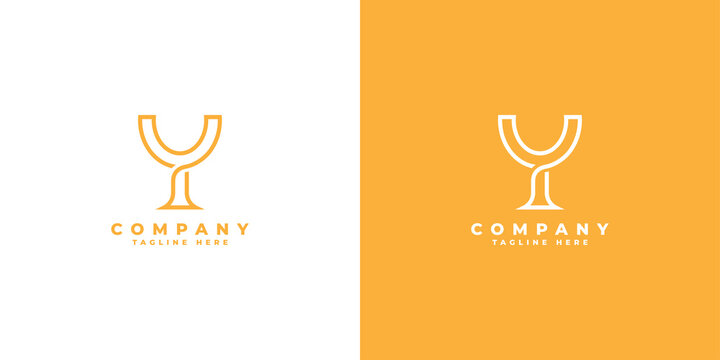 Letter y glass logo design template vector illustration