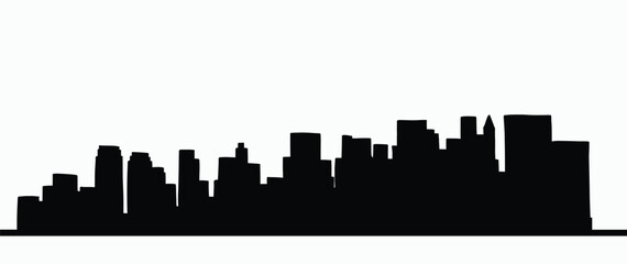 modern cityscape skyline outline doodle drawing on white background. © tanarch