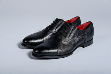 Men classic shoes boots on grey background