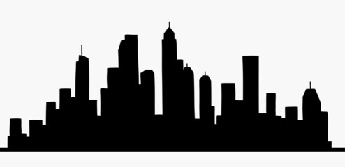 Fototapeta premium modern cityscape skyline outline doodle drawing on white background.