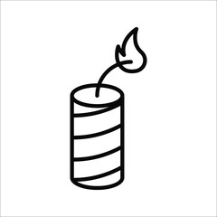 Explosive firecracker icon. Firecracker petard outline icon. Pyrotechnics symbol, vector illustration. Vector graphics