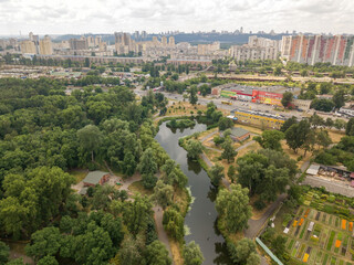 Kyiv city. Aerial drone view.