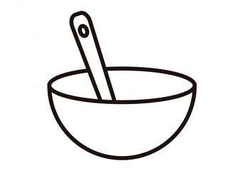 Icono negro de bol con cuchara en fondo blanco.