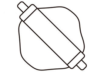 Icono negro de rodillo con masa en fondo blanco. 