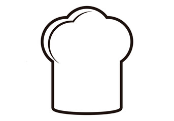 Icono negro de gorro de chef en fondo blanco. 
