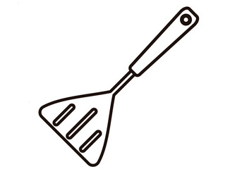 Icono negro de espátula de cocina en fondo blanco.
